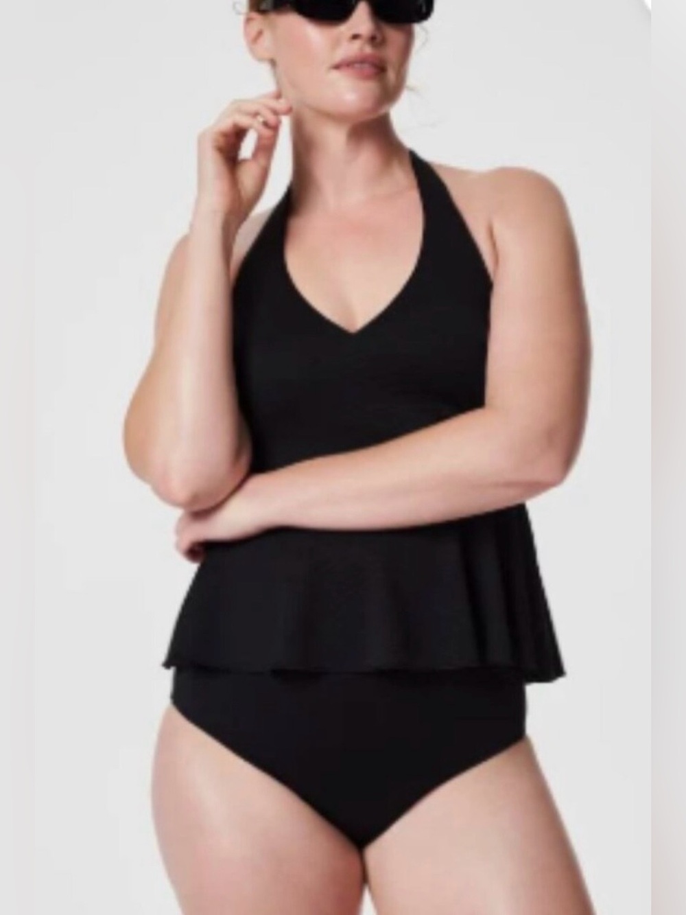 Spanx pique full bust halter tankini